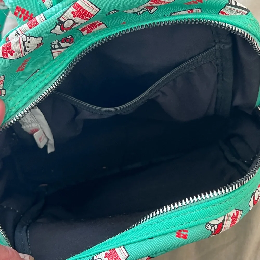 Hello Kitty | Cup Noodles green faux leather graphic small backpack